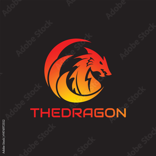 Dragon logo icons. Ancient mythical serpent symbol. Mythological beast sign. Vector illustration