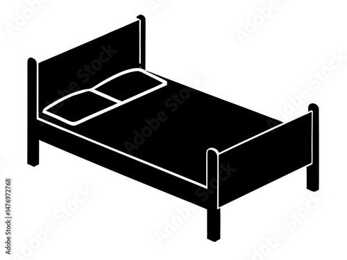 bed icon,sleeping bed  black  silhouette vector