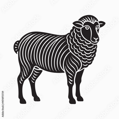 merino sheep vector art illustration