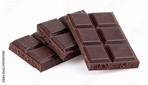 chocolate pieces isolated on white background