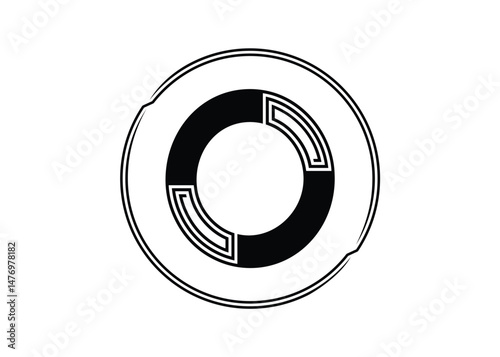 Letter O Logo with Abstract Stripe Line Pattern