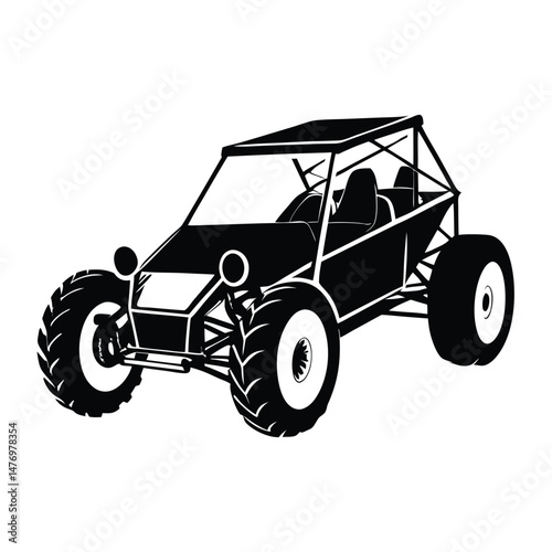 Black and White Dune Buggy Silhouette