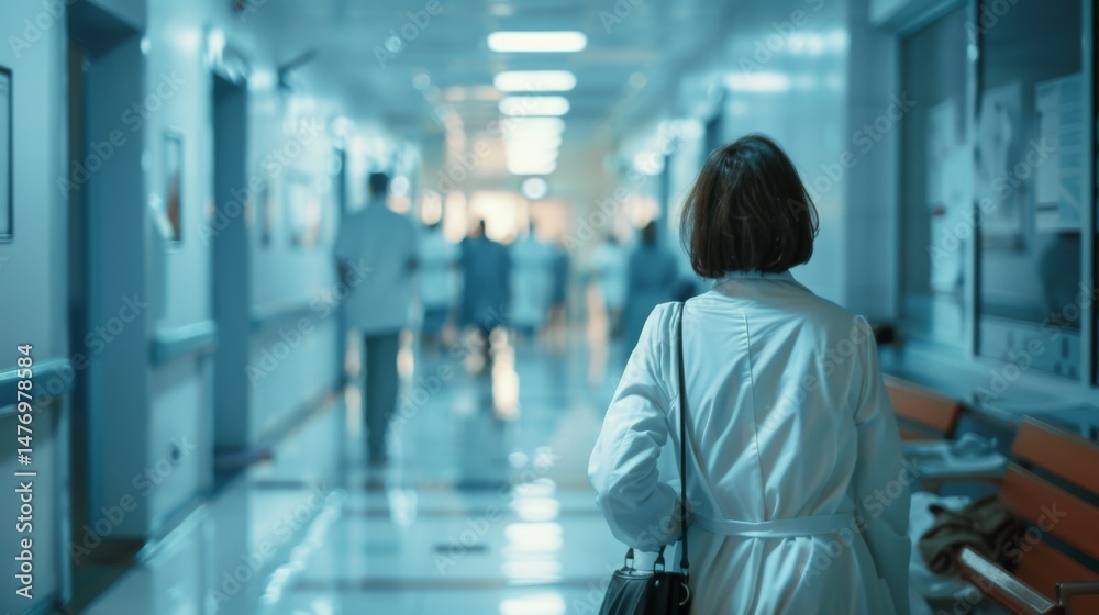 Fototapeta premium Healthcare and medical concept. Medicine doctor with stethoscope in hand and Patients come to the hospital background.
