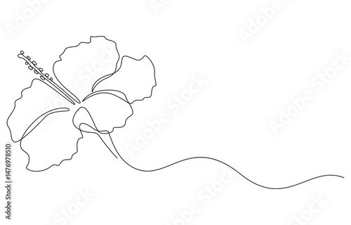 Hibiscus Flower Continuous one Line Drawing