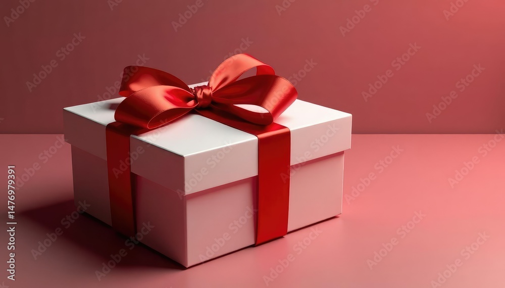 Obraz premium Elegant gift box with a satin ribbon, ready for presentation Perfect for holidays or special occasions , anniversary, gift wrap
