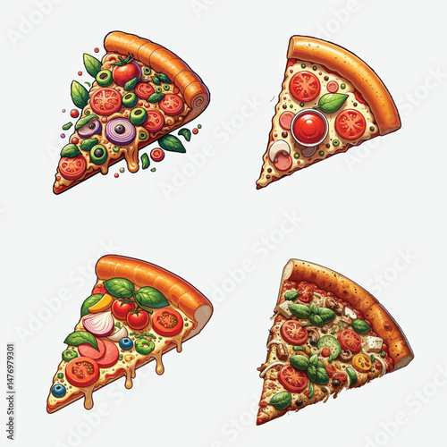 Set of Slice pizza vector design