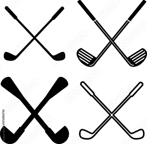 Simple Golf Club Icons Set