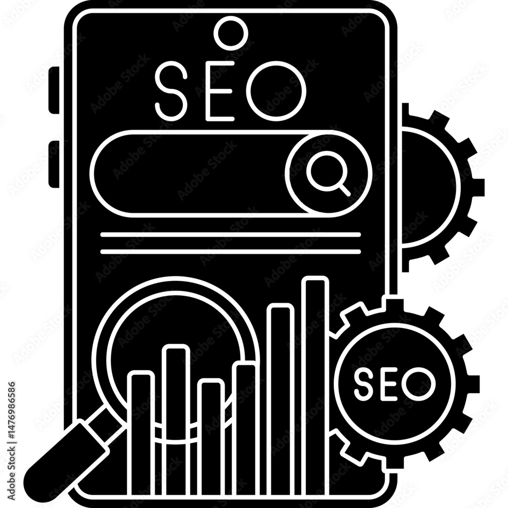 Obraz premium SEO Chart Icon � Growth Analytics, Ranking, and Search Optimization