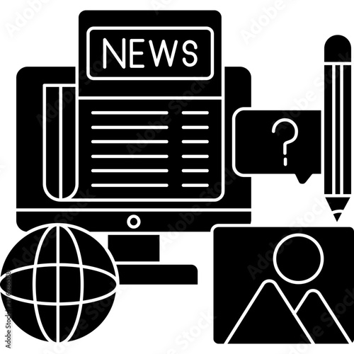 Online News Icon � Digital Newspaper and Web Journalism Concept