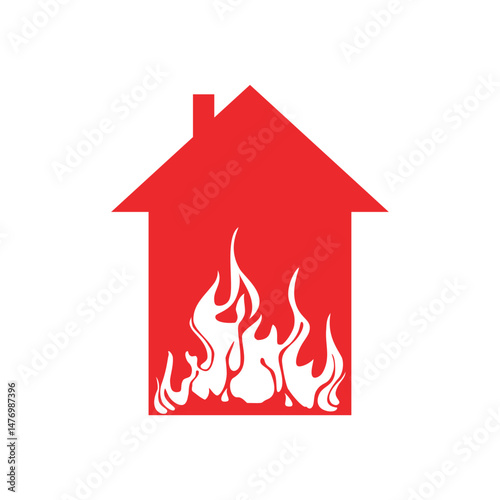 House On Fire. Insurance icons. Vector 
