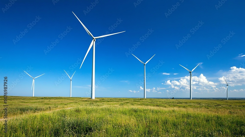 A field is filled with numerous wind turbines, harnessing the power of the wind. The turbines create a striking visual in the open landscape. A field is filled with numerous wind turbines, harnessing the power of the wind. The turbines create a striking visual in the open landscape.