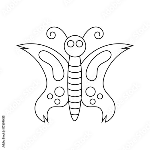 Butterfly outline lineart for kids coloring page
