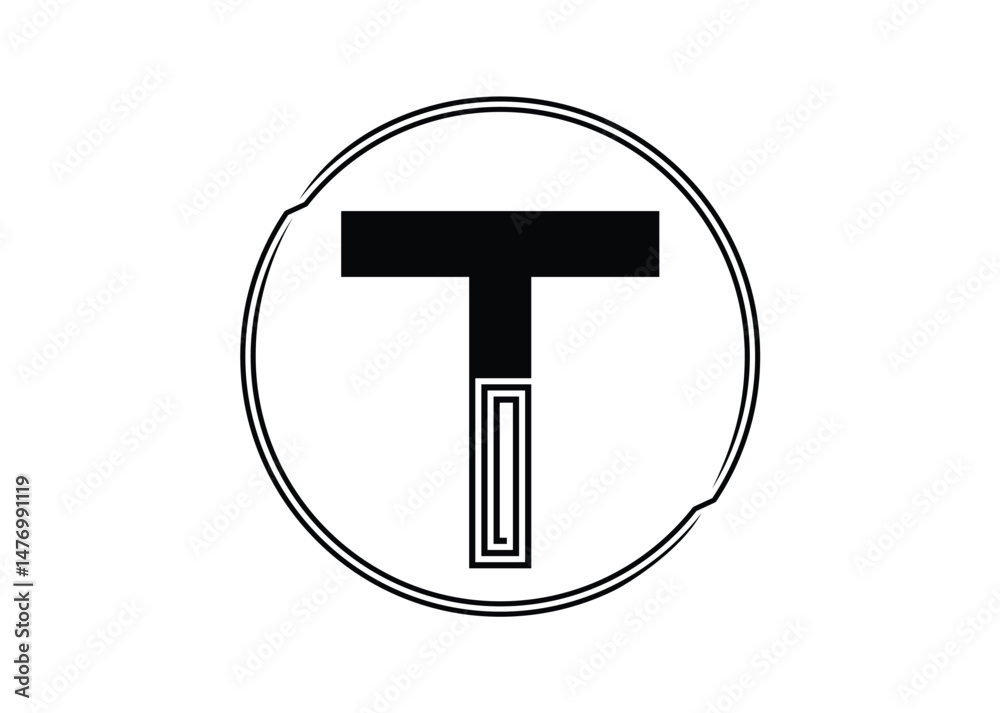 Letter T Logo with Abstract Stripe Line Pattern Letter T Logo with Abstract Stripe Line Pattern