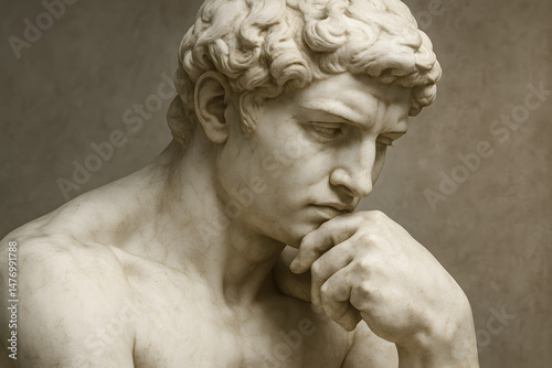 Wallpaper Mural Pensive Marble Sculpture: Simple Composition & Classical Artistry Torontodigital.ca