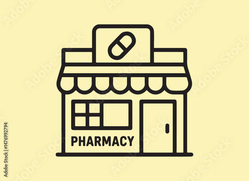 Pharmacy Icon Design Clean Line Art Vector Graphic for Healthcare Branding