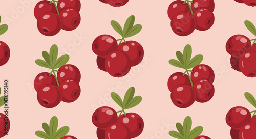 Cranberry fruit seamless pattern