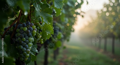 Wallpaper Mural Grape Vine Fog Vineyard Morning Torontodigital.ca