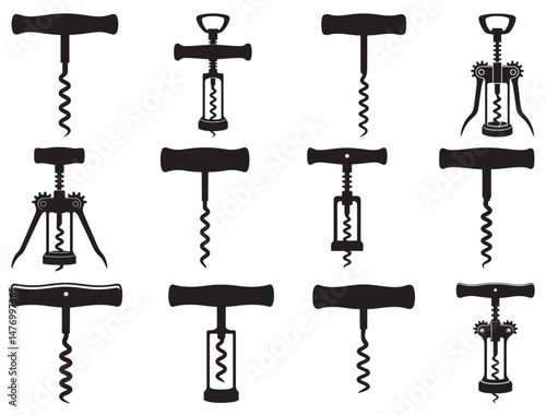 CORKSCREW SILHOUETT WHITE BACKGROUND