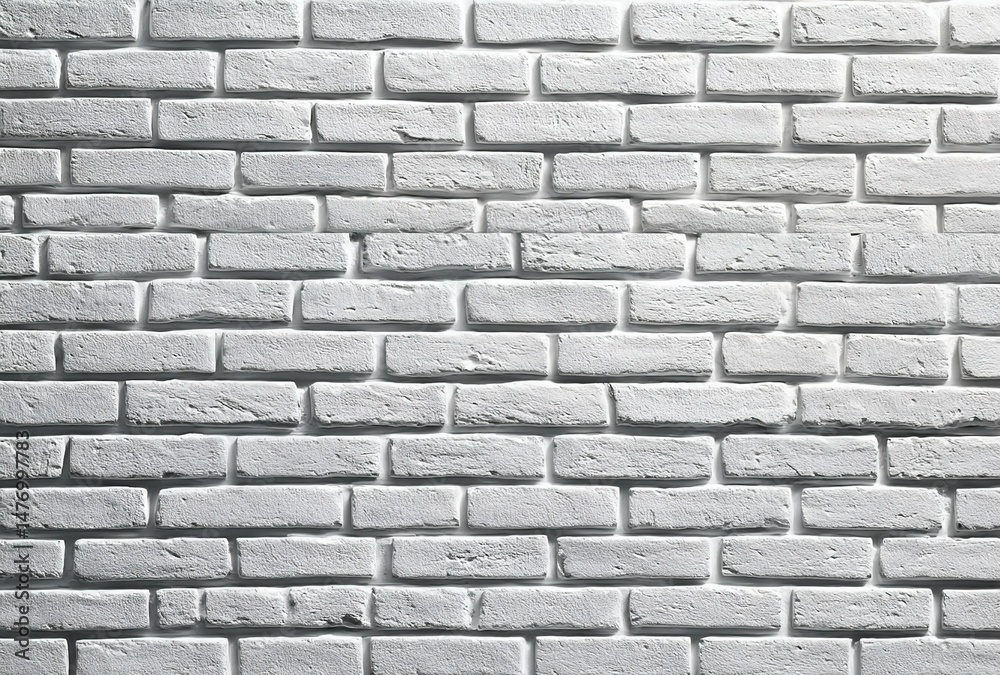 Fototapeta premium White-painted brick wall with neat arrangement and subtle surface texture.