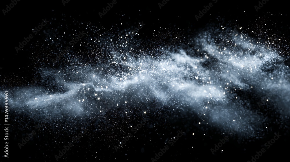 Dust particles texture, isolated on black background