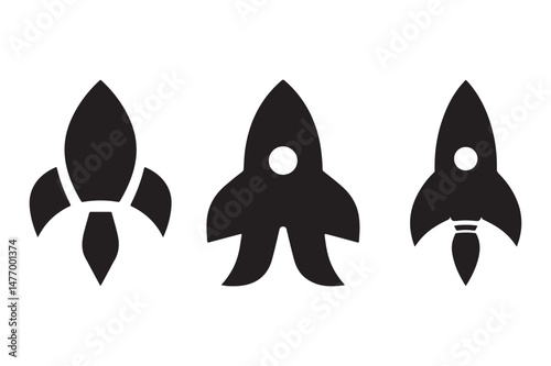 Set Of Crisp Rocket Silhouette Illustration For Creative Projects