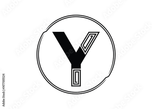 Letter Y Logo with Abstract Stripe Line Pattern