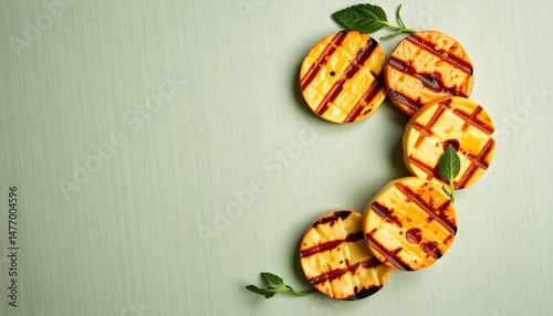 Grilled pineapple delight kitchen food photography minimalistic top-down view culinary concept