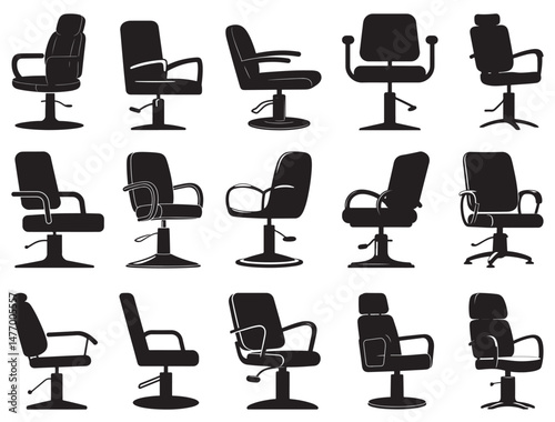 SALON CHAIRS SILHOUETTE WHITE BACKGROUND