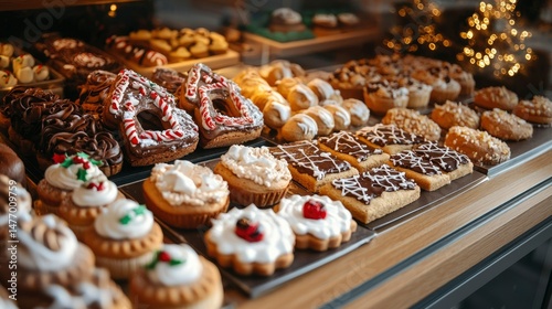 Festive holiday baked goods display