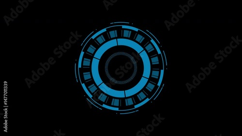 Circle Blue Holographic Endless or Infinite  Loop – Futuristic Tech Spin Interface. a loopable spinning motion from second 2 to 18.
