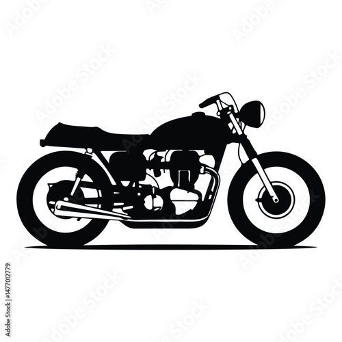 A silhouette of Classic motorcycle vector on a white background