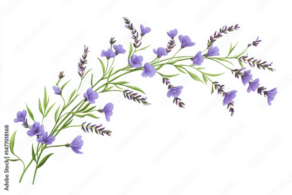 Obraz premium Lavender sprigs with purple flowers for herbal branding floral compositions and aromatherapy visuals