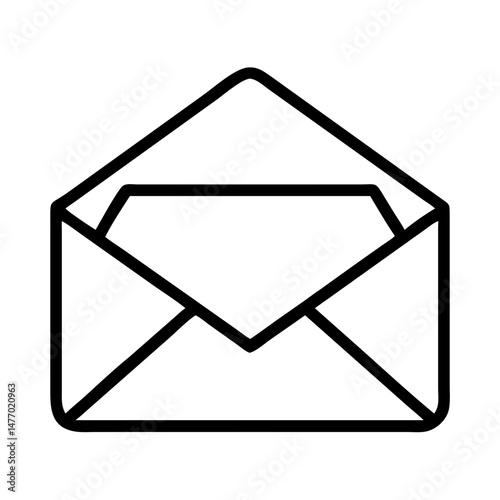 Open envelope icon in outline style