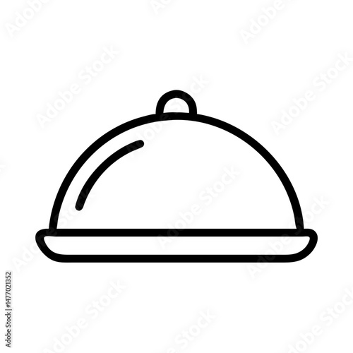 Food tray with cover icon in black outline style