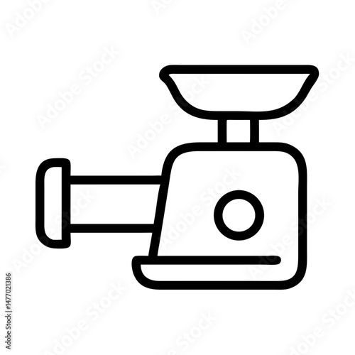 Meat grinder icon in black outline kitchen style