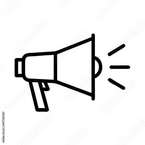 Megaphone icon in black outline announcement style