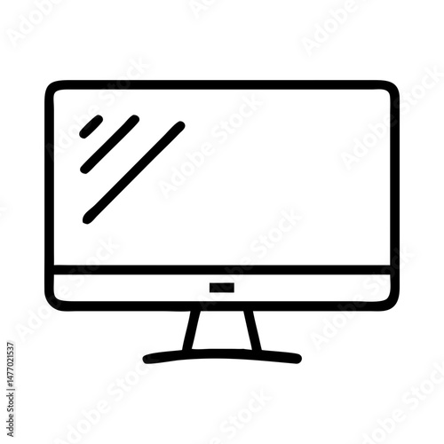 Desktop monitor icon in black outline minimalist style