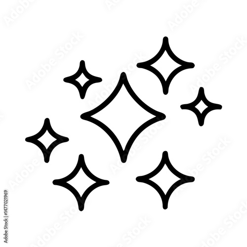 Sparkles icon in black outline style