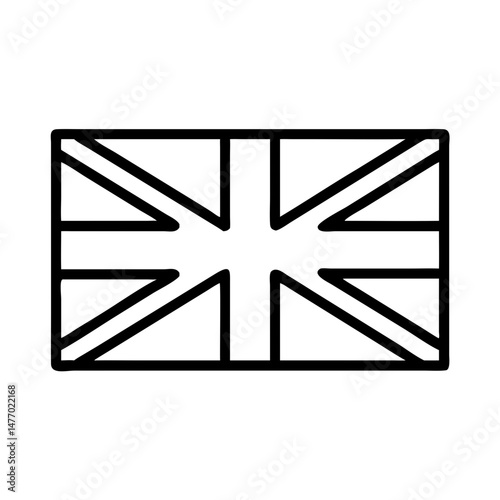 United Kingdom flag icon in black outline style