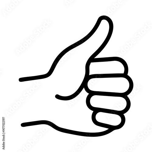 Thumbs up hand icon in black outline style