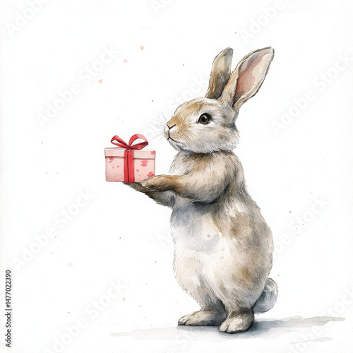 Rabbit presents gift with love, offering gesture of kindness and affection