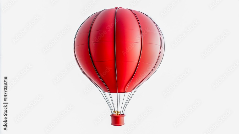 Obraz premium A vibrant red hot air balloon design floating against a clean white background ready for exploration and adventure