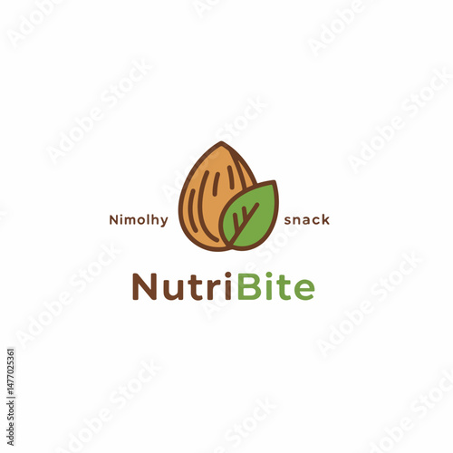 Almond snack logo healthy food nutrition concept