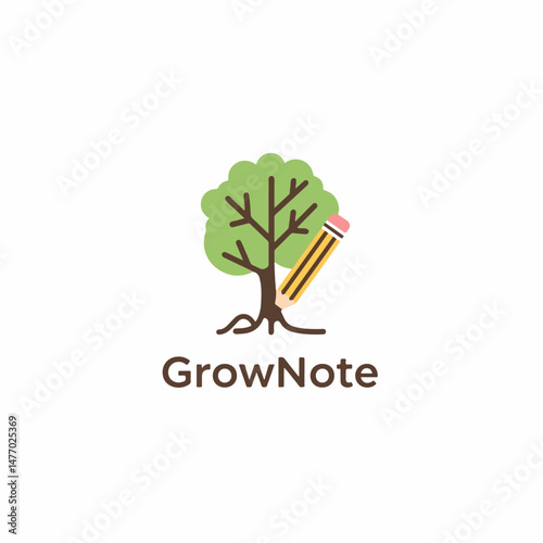 Tree and pencil logo concept for learning and growth