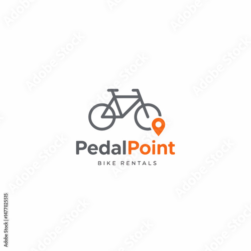Bike rental logo with map pin concept