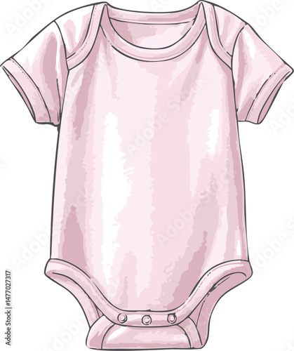 Pink onesie baby clothing vector illustration editable