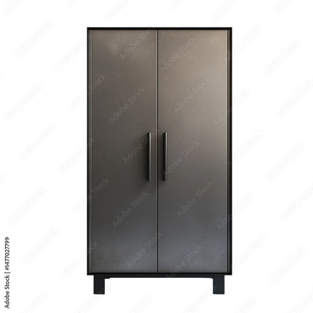 Fototapeta premium Sleek Modern Steel Storage Cabinet with [Transparent Background PNG]