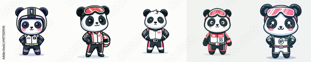 Fototapeta premium cute panda vector in racer costume