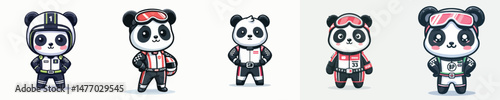 cute panda vector in racer costume