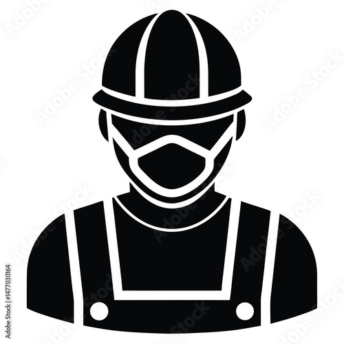 Construction worker element isolated dust mask on white background